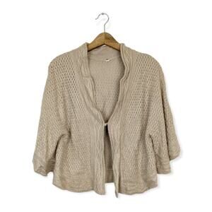Anthropologie Elizabeth Gillett Tan Knit Shaw Poncho